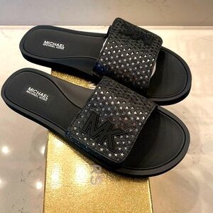 Black Michael Kors logo slides